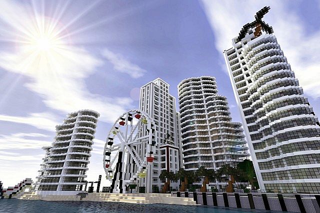 minecraft-city-beach-towers