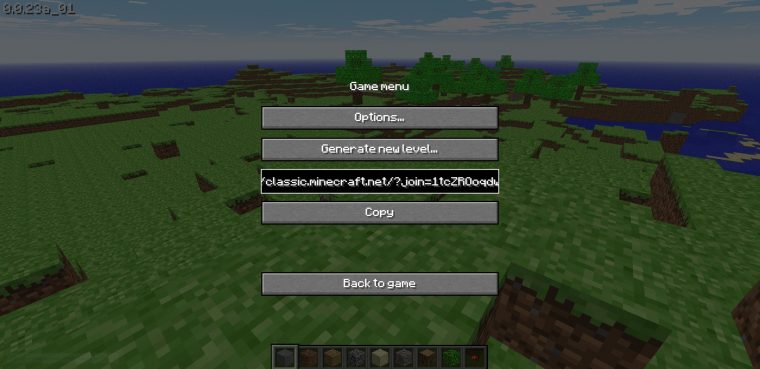 Early alpha version of Minecraft