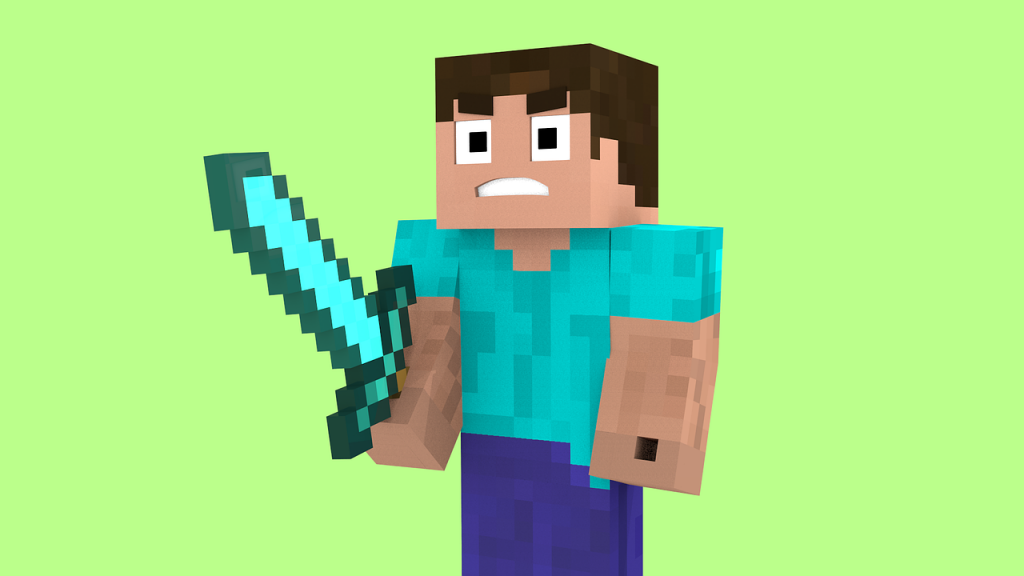 animated steve diamond sword