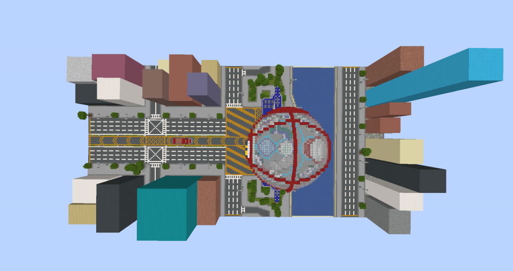 top down view of city build
