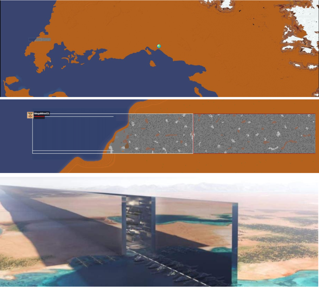 The Line build progress map and comparison