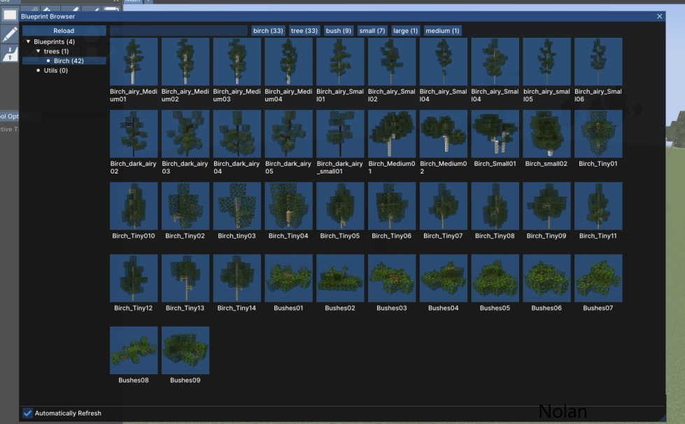 schematic blueprint list of custom trees