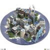 Render of sustainable city modern hub