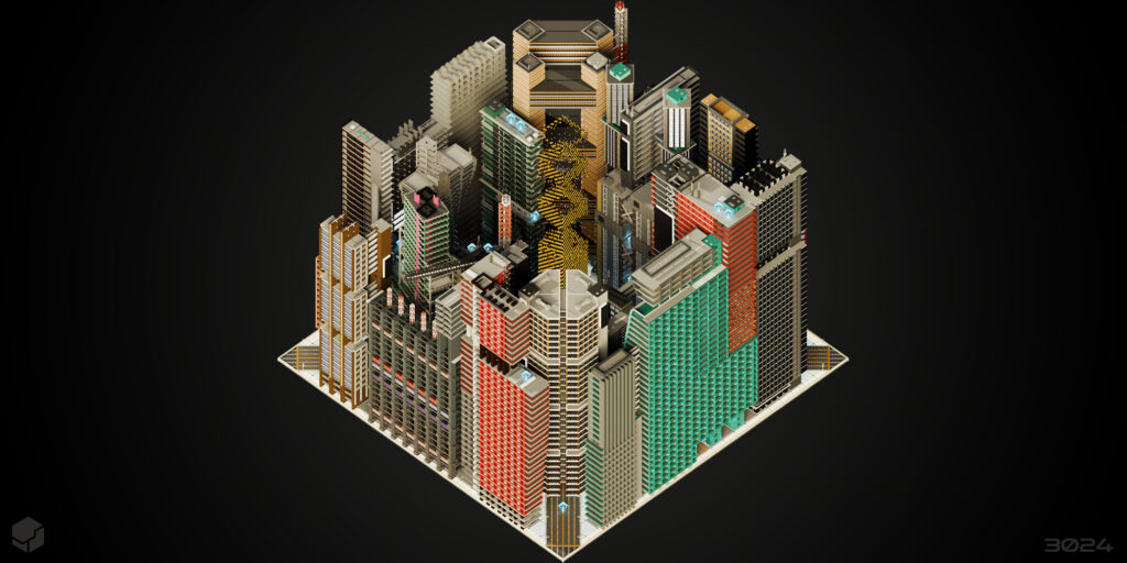 Portfolio render cyberpunk scifi town slice