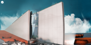 Portfolio render line city desert scifi wall