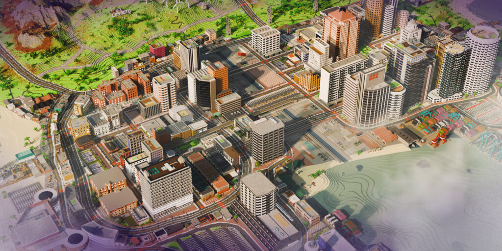 Portfolio render losauto city cover aerial island