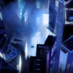 Portfolio render realistic neon scifi city outpost