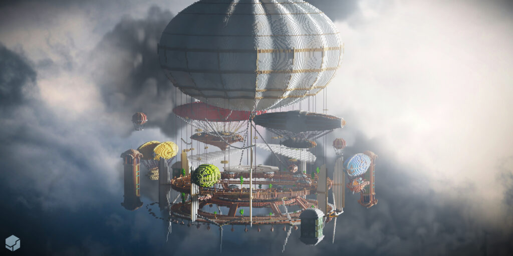 Portfolio render steampunk airship dock