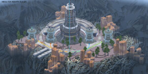 Portfolio render hub island scifi monochrome