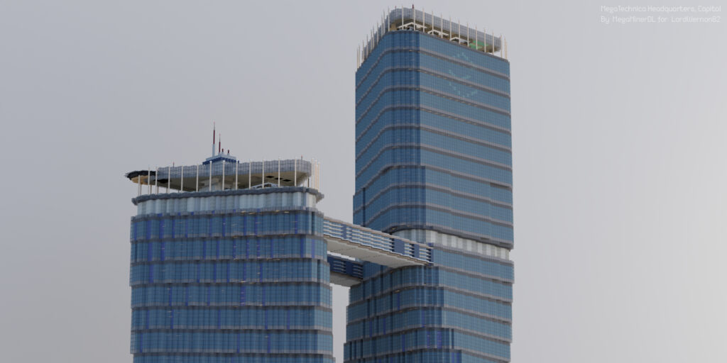 Portfolio render MegaTechnica realistic city twin towers day