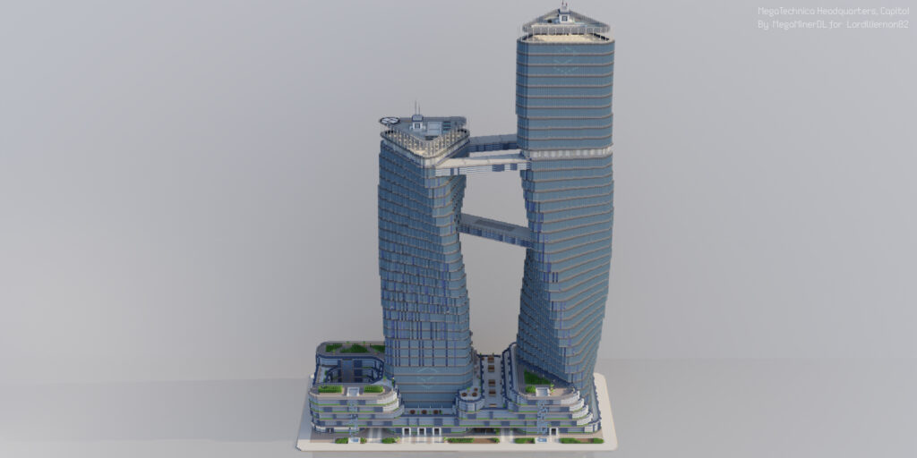Portfolio render MegaTechnica realistic city twin towers day