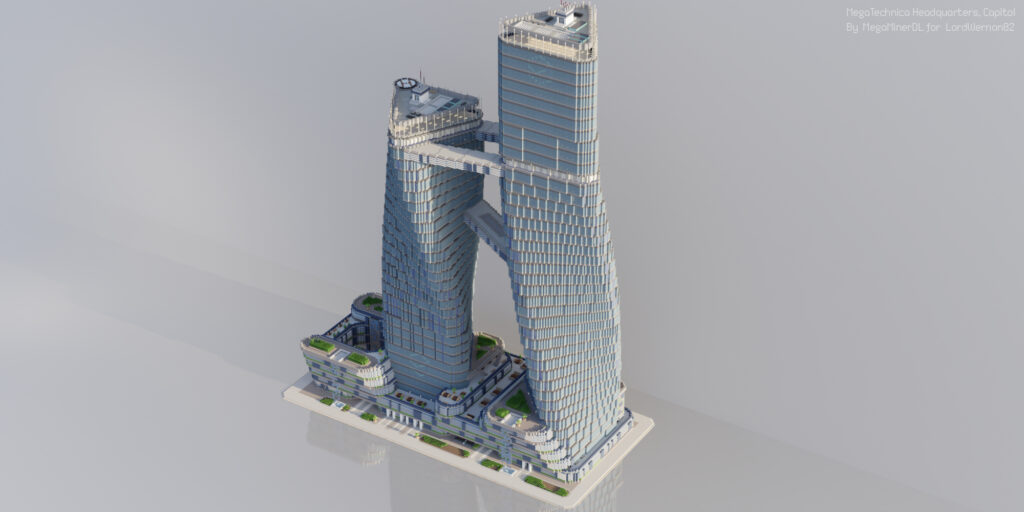 Portfolio render MegaTechnica realistic city twin towers day