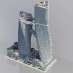 Portfolio render MegaTechnica realistic city twin towers day