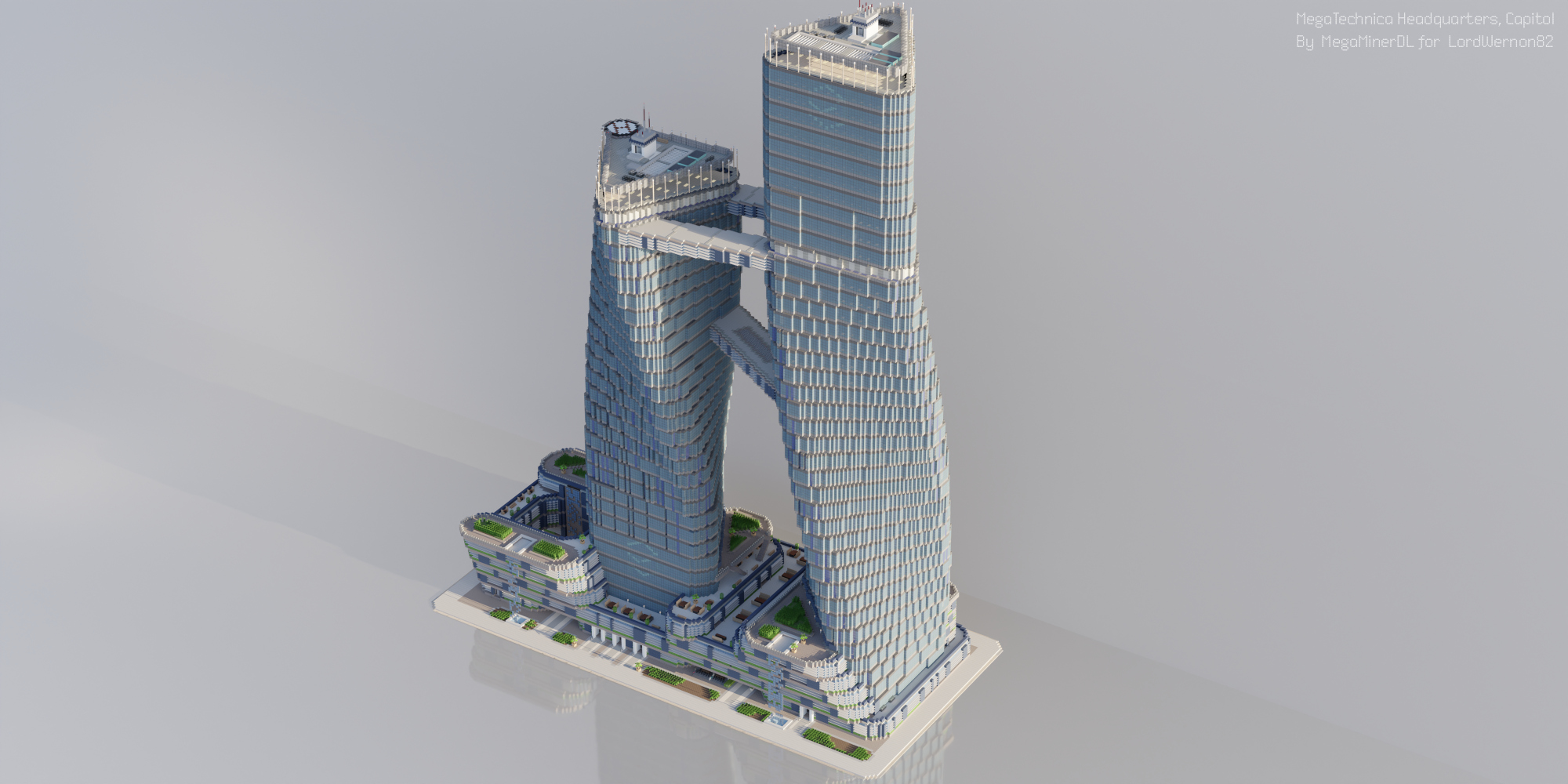 Portfolio render MegaTechnica realistic city twin towers day