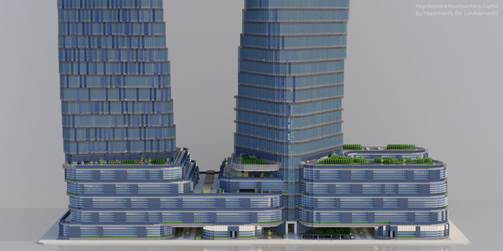 Portfolio render MegaTechnica realistic city twin towers day