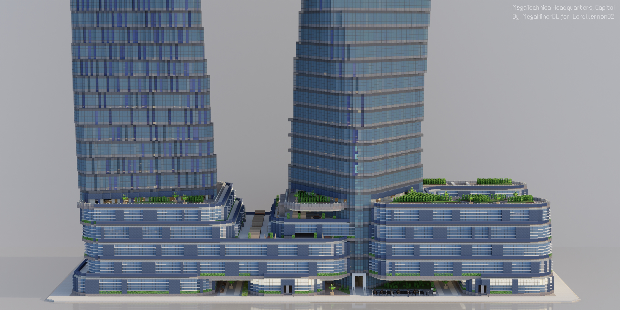 Portfolio render MegaTechnica realistic city twin towers day