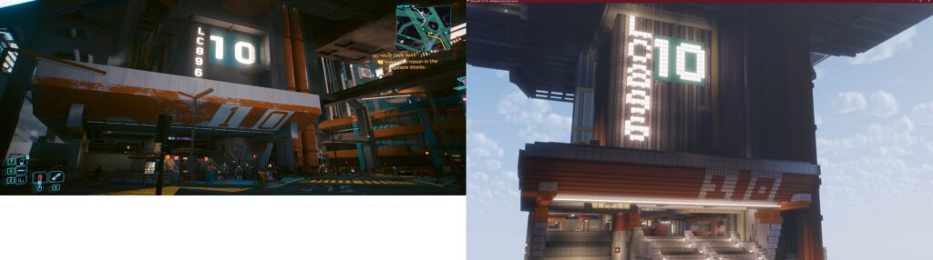 Cyberpunk2077 megabuilding game screen comparison